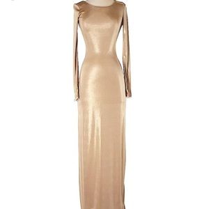 BCBGxAzria Gold Fresno Metallic Evening Gown